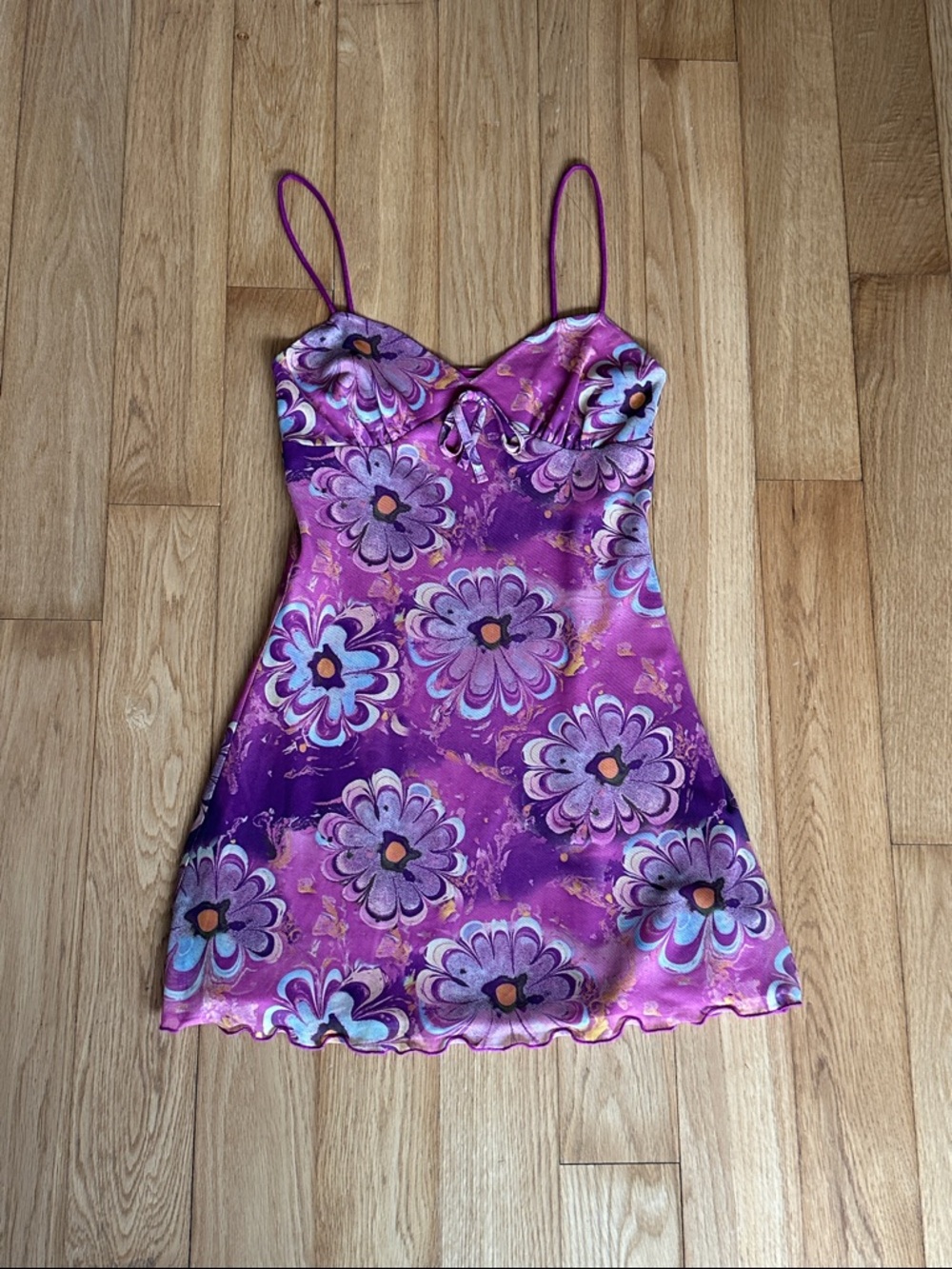 Urban Outfitters Magenta Floral Trippy Pattern Mini Dress